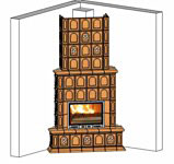 piec kaflowy z kominkiem